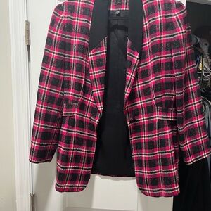 Plaid Women's Jacket - Black and Pink